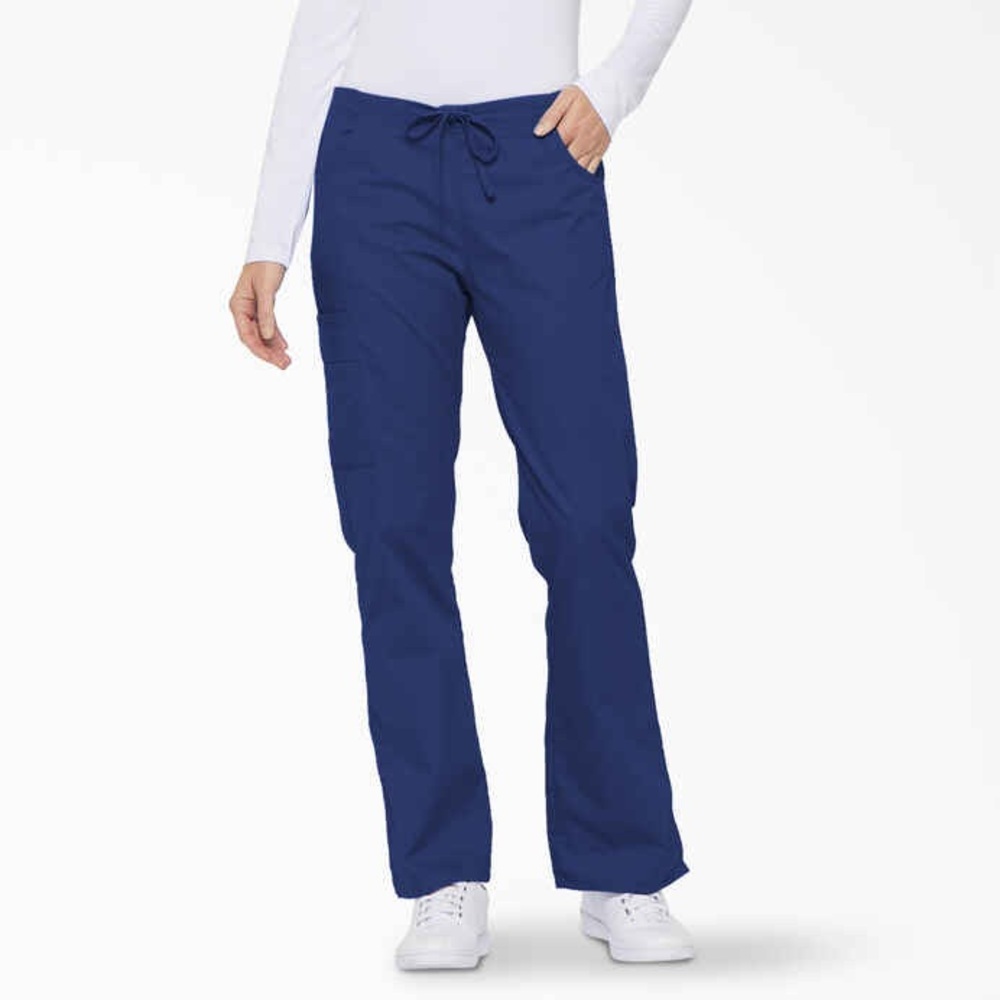 🦋 Dickies Medical Tall Blue Mid Rise Flare Drawstring Cargo Scrub Pants
